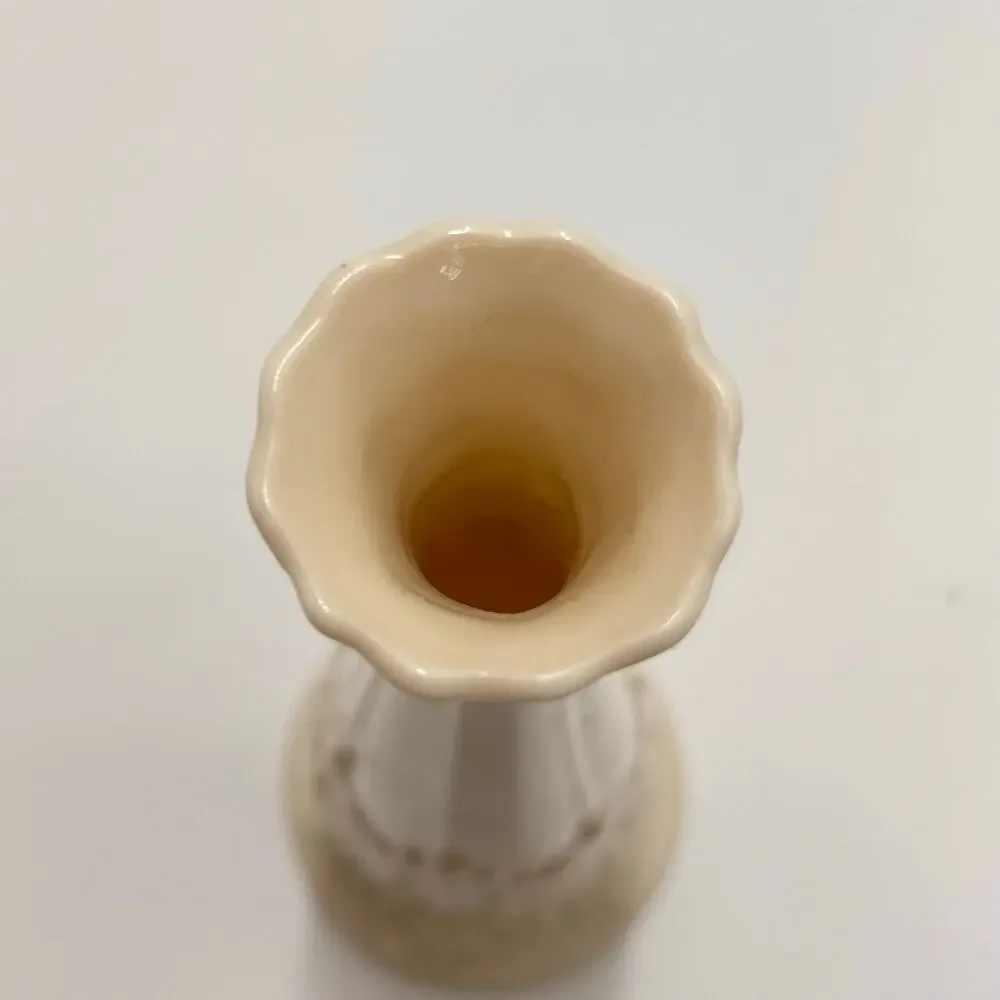 Lenox Ivory Bud Vase Embossed Floral Porcelain Mini Vase Made in USA